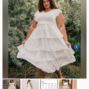 White Jessa Kae Tiered Dress, 2XL